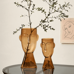 Abstract Face Blown Glass Vase