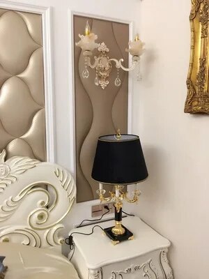 مصباح طاولة كريستال أسود كبير فاخر من K9